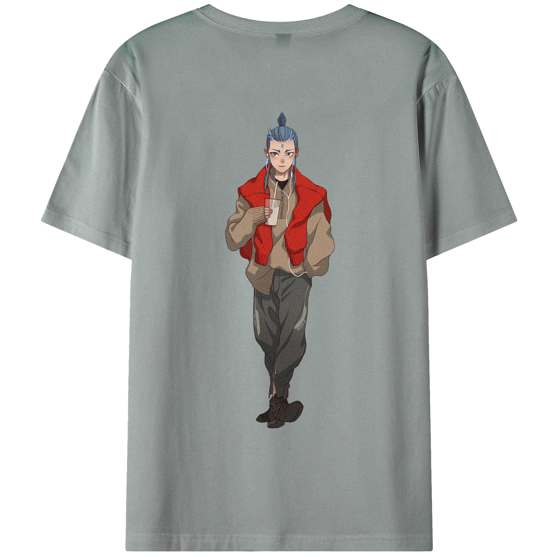 （画像用） Ne Zha 2 ナタ 魔童の大暴れ 綿100％ メンズ半袖Tシャツ（バックプリント） 通気性